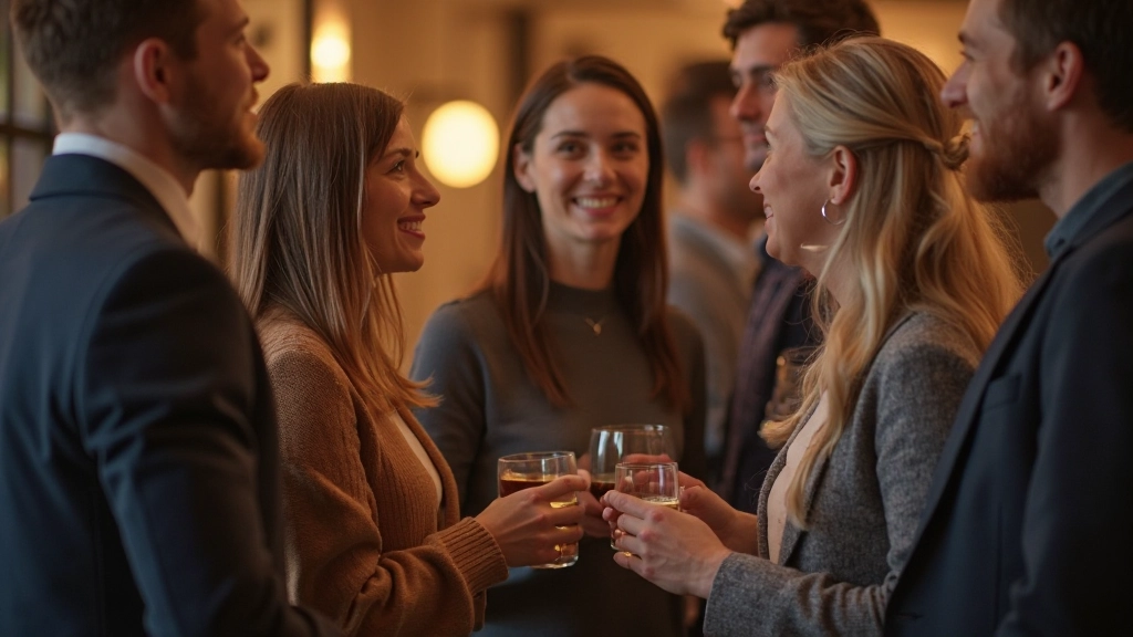 Nederlandse collega's netwerken en socializen na werk met drinken en gesprekken