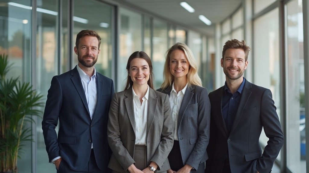Divers team van Nederlandse professionals in moderne kantooromgeving met glazen wanden en openplan layout