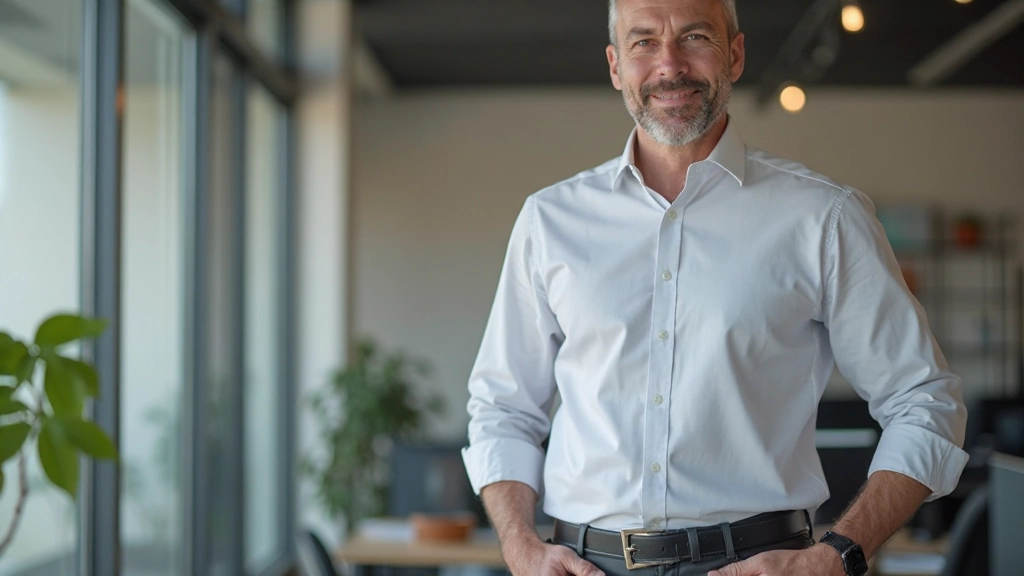 Man en vrouw in kantoor staande en converseerend met ontspannen lichaamshouding